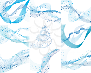 Royalty Free Clipart Image of a Set of Nine Abstract Water Background