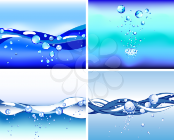 Royalty Free Clipart Image of Sets of Abstract Water Backgrounds