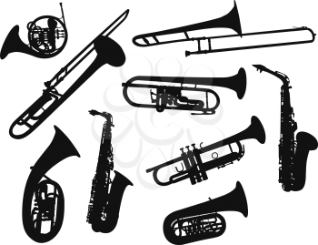 Royalty Free Clipart Image of Wind Instruments