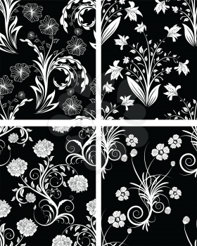 Set of seamless vector floral backgrounds. For easy making seamless pattern just drag one of four group into swatches bar, and use it for filling any contours.