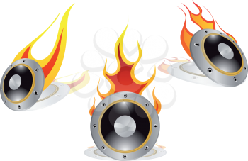 Hot loudspeakers background with shadows. Vector illustration.