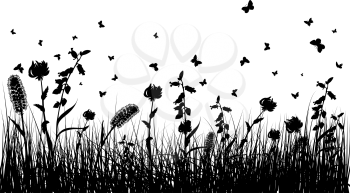 Vector grass silhouettes background for design use. 16:10