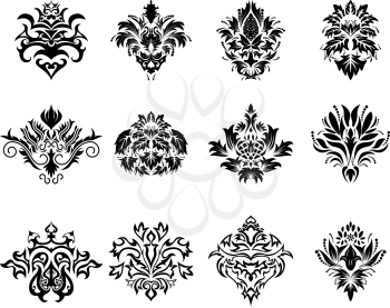 Abstract damask emblem set for design use