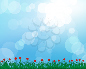 Vector grass silhouettes with blurred background. All objects are separated.
