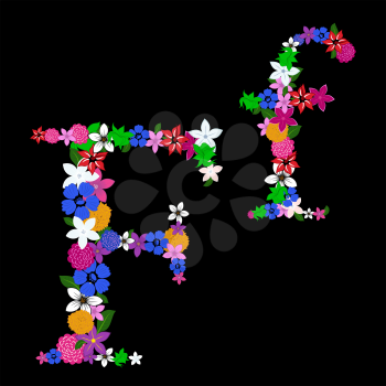 Floral alphabet letter for using in web and print design. Vector illustration.