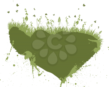 Vector grunge grass silhouettes background. All objects are separated.