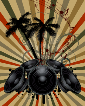 Musical grunge background. Vector illustration.