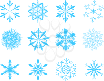 Collection of vector snowflakes in different shape
