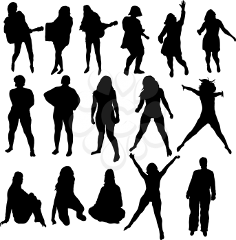 Women silhouette set for design use. Vector illustration.