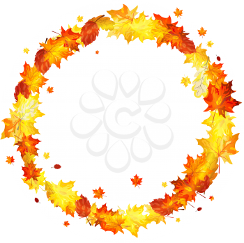 Autumn maple leaves wreath. Vector illustration with transparency EPS10.