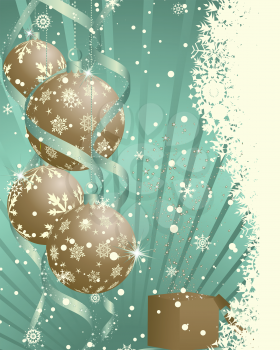Beautiful Christmas (New Year)retro  card. Vector illustration.
