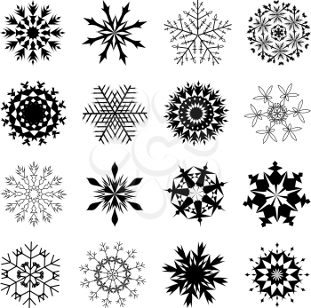 Set of winter frozen snowflakes. Fully editable EPS 10 vector version.