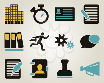 Office and bussines icon set. Vector illustration.