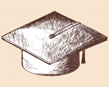Graduation cap  sketch. EPS 10 vector illustration without transparency. 