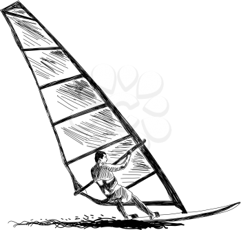 Windsurfing sketch. Vector EPS 10 illustration without transparency and meshes.
