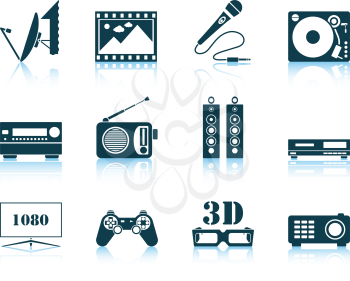 Set of multimedia icon. EPS 10 vector illustration without transparency.