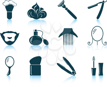 Set of barber icons. EPS 10 vector illustration without transparency.