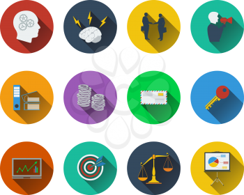 Set of business icons in flat design. 