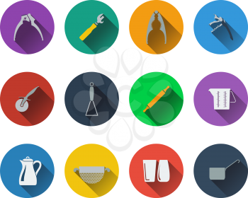 Set of utensils icons in flat design