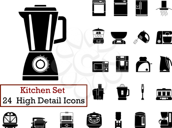 Set of 24 Kitchen Icons in Black Color.