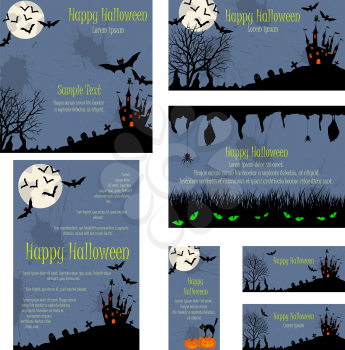 Invitation Card Set With Happy Halloween Design.