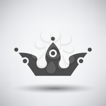 Party crown icon on gray background with round shadow. Vector illustration.