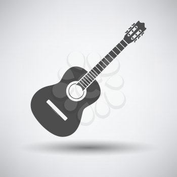 Acoustic guitar icon on gray background with round shadow. Vector illustration.