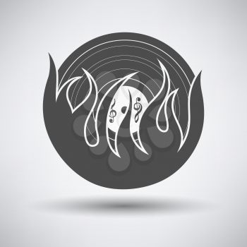 Flame vinyl icon on gray background with round shadow. Vector illustration.