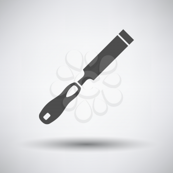 Chisel icon on gray background with round shadow. Vector illustration.