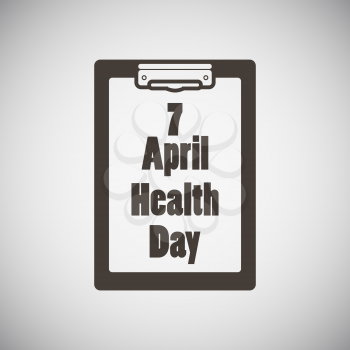 Health day emblem with medical tablet on grey background. Vector illustration.