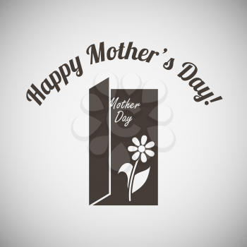 Mother's day emblem with open greeting card. Vector illustration. 
