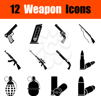 Set of twelve weapon black icons. Vector illustration.