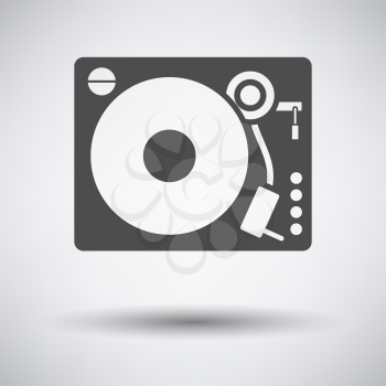 Vinyl player icon on gray background with round shadow. Vector illustration.