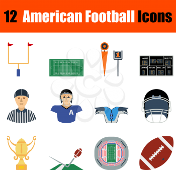 Flat design American football icon set in ui colors. Vector illustration.