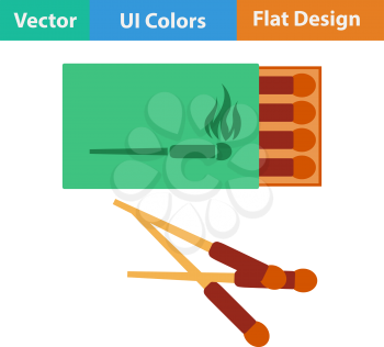 Flat design icon of match box in ui colors. Vector illustration.