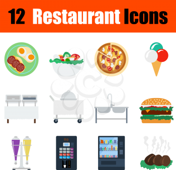 Flat design restaurant icon set in ui colors. Vector illustration.
