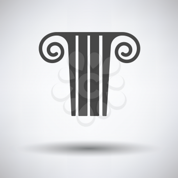 Antique column  icon on gray background with round shadow. Vector illustration.