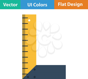 Flat design icon of setsquare in ui colors. Vector illustration.