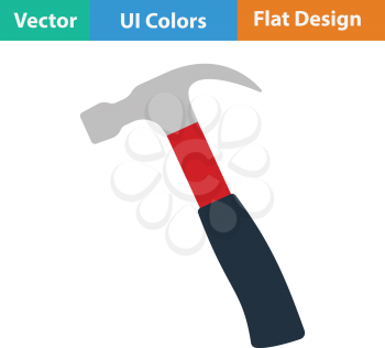 Flat design icon of hammer in ui colors. Vector illustration.