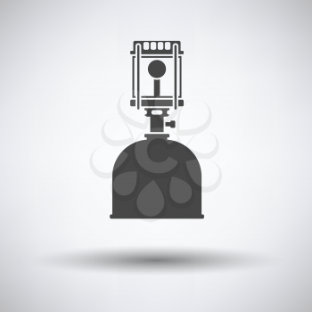 Camping gas burner lamp icon on gray background with round shadow. Vector illustration.
