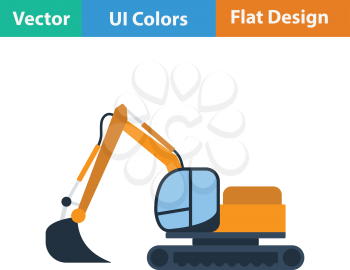 Flat design icon of construction bulldozer in ui colors. Vector illustration.