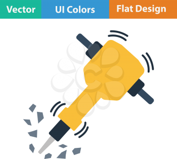 Flat design icon of Construction jackhammer in ui colors. Vector illustration.