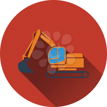 Icon of construction bulldozer. Flat design. Vector illustration.