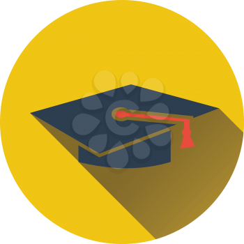Flat design icon of Graduation cap in ui colors. Flat design. Vector illustration.