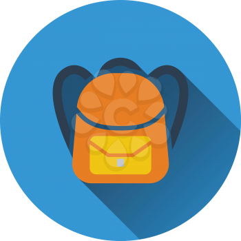 Flat design icon of School rucksack in ui colors. Flat design. Vector illustration.