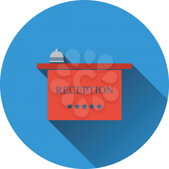 Hotel reception desk icon. Flat design. Vector illustration.