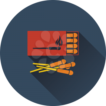 Icon of match box. Flat design. Vector illustration.