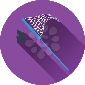 Icon of butterfly net. Flat design. Vector illustration.