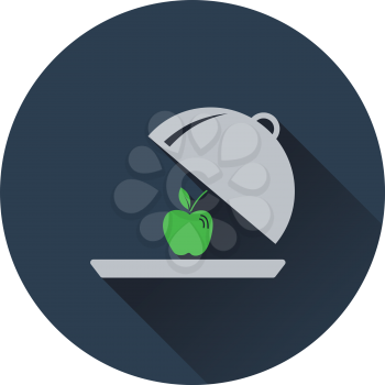 Icon of Apple inside cloche . Flat design. Vector illustration.