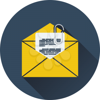 Mail with attachment icon. Flat design. Vector illustration.